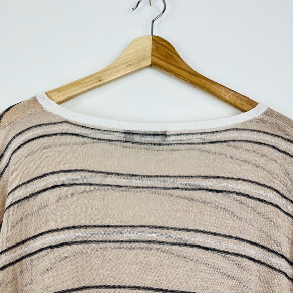 Me+Em Peach Beige Striped Oversized Linen Blend Relaxed Fit Top UK S - Picture 9 of 11